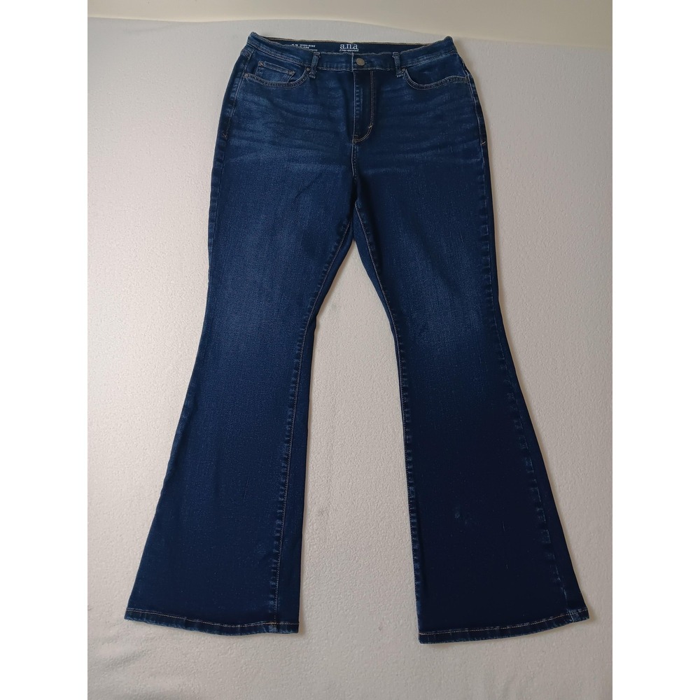 A.n.a High Rise Flare Jeans Womens 12 Blue Dark Wash Stretch Denim 5-Pocket